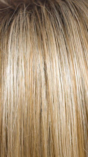 CREAMY-TOFFEE-R | Light Platinum Blonde and Light Honey Blonde 50/50 blend with Dark Roots