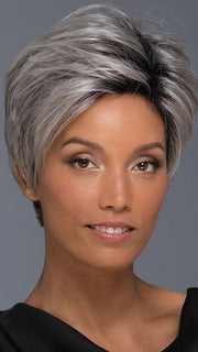 BRADY by Estetica in CHROMERT1B | Gray and White with 25% Medium Brown Blend and Off-Black Roots