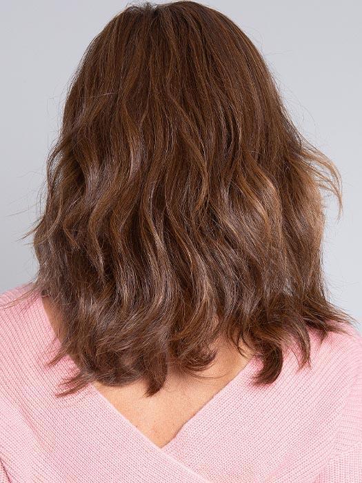 TABU by ELLEN WILLE in CHOCOLATE ROOTED | Medium to Dark Brown base with Light Reddish Brown highlights and Dark Roots