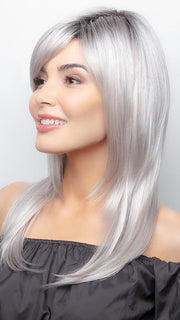 MOONSTONE | Medium Gray with Blue-toned Silver highlights and Dark Roots