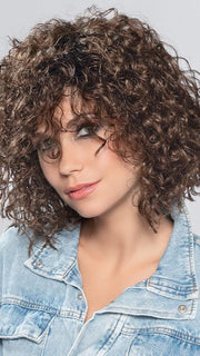DISCO by ELLEN WILLE in CHOCOLATE ROOTED 6.30 | Medium to Dark Brown base with Light Reddish Brown highlights and Dark Roots