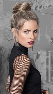 Designed with a netted drawstring base and two combs to secure the bun