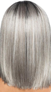 SUTTON by Estetica in CHROMERT1B | Gray and White with 25% Medium Brown Blend and Off-Black Roots