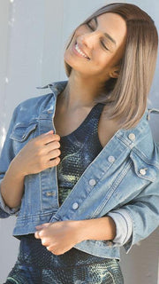 MILK-TEA-LR | Creamy Beige with Longer Dark Roots