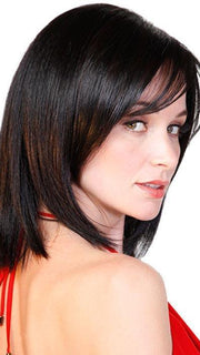This layered bob falls just under the chin