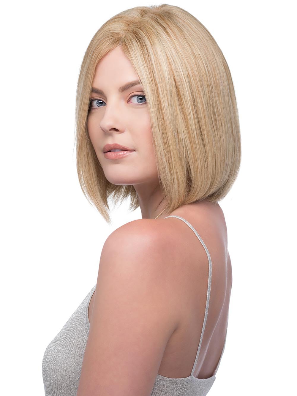 Is a classic bob style that also features a monofilament top and hand-tied back