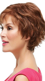 Style the fringe forward and over the ear | Color: 4/27/30