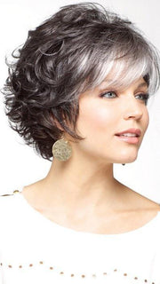 SANDIE by Noriko in MIDNIGHT PEARL | Darkest Brown Base Blended with Silver and Dramatic Silver Bangs 