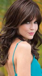 AVERY by Noriko in COFFEE LATTE R | Rooted Dark Brown with Dark Brown & Honey Brown evenly blended highlights