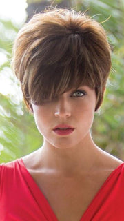 Short and cropped at the neckline, but still provides volume at the crown and coverage along the hairline.