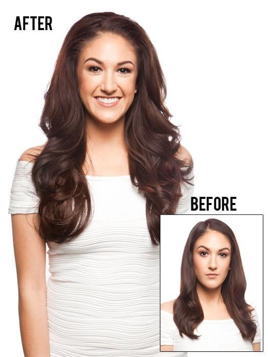 Sydney 3/4 Fall Straight Comb Hairpiece | Before and After