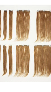 Set includes 8 clip-in extensions, plus 2 extra pieces for testing perm and color