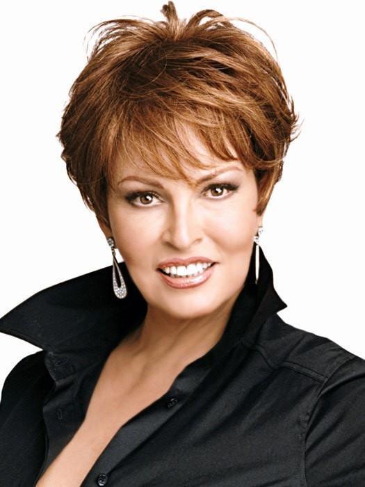 Raquel Welch EXCITE Wig in R3025S+ Glazed Cinnamon |  A medium reddish brown with ginger highlights on top