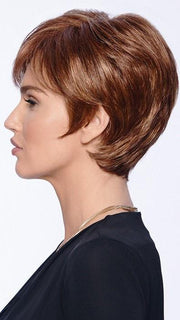 Soft and sleek fiber that can be worn tucked behind your ears | Color: R3025S+ Glazed Cinnamon -medium reddish brown with ginger highlights on top