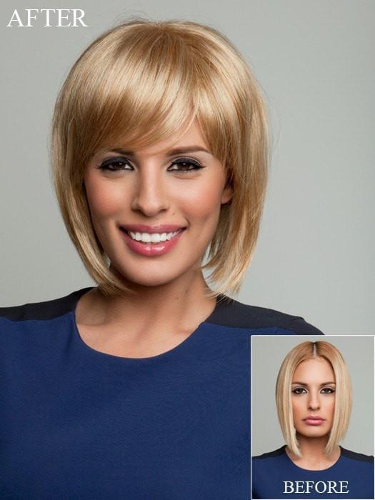 Raquel Welch Faux Fringe - Before and After photo