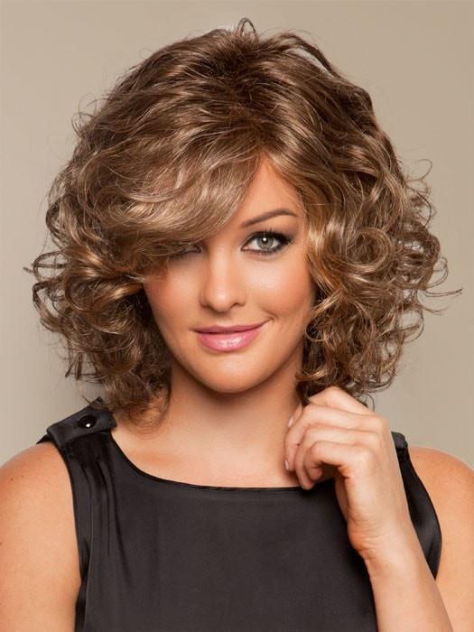 Glam Slam Wig by Raquel Welch: Color R9F26 Mocha Foil (Warm, Medium Brown with Gold highlights around the face)