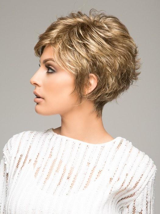 This short, face-framing cut includes a smooth front and top that blend into textured layers throughout the back and sides